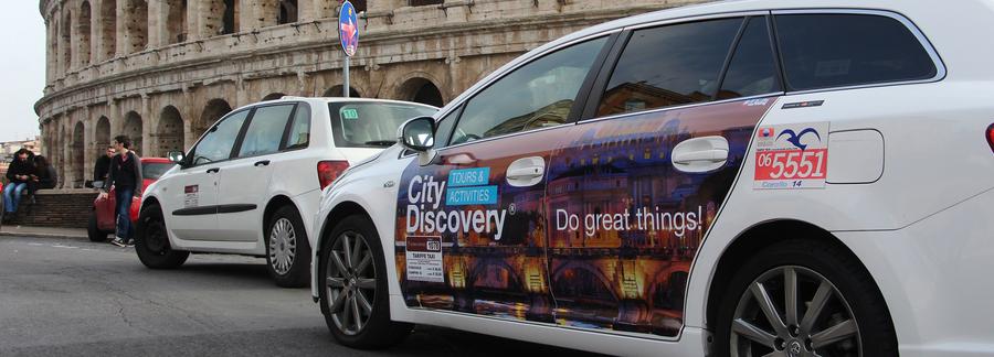 Taxi con pubblicità Cabvertising Italia